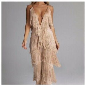 Nude Fringe Jumpsuit